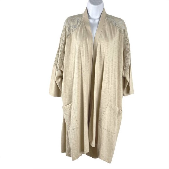 Logo By Lori Goldstein Cardigan Cotton Slub Knit L - Picture 1 of 6
